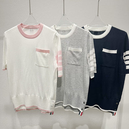 Contrast color knitted T-shirt
