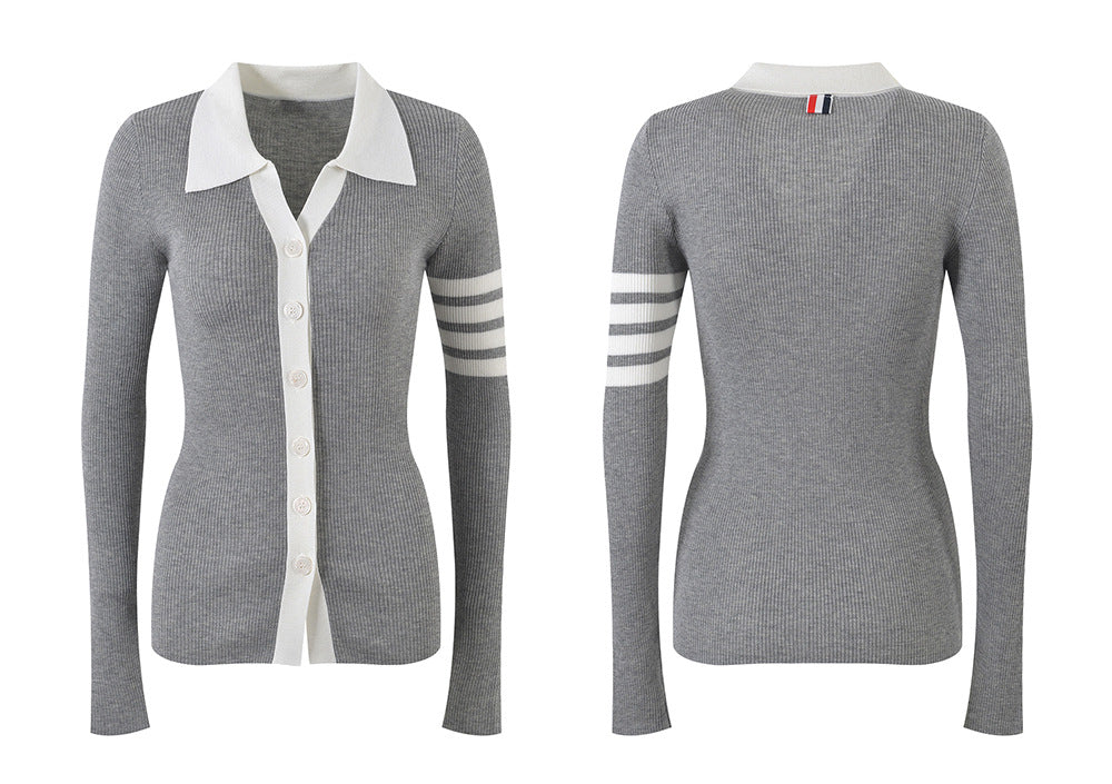 Contrast lapel cardigan