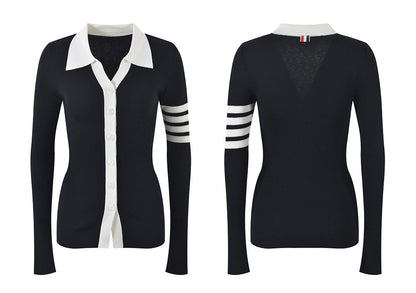 Contrast lapel cardigan