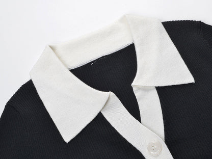 Contrast lapel cardigan