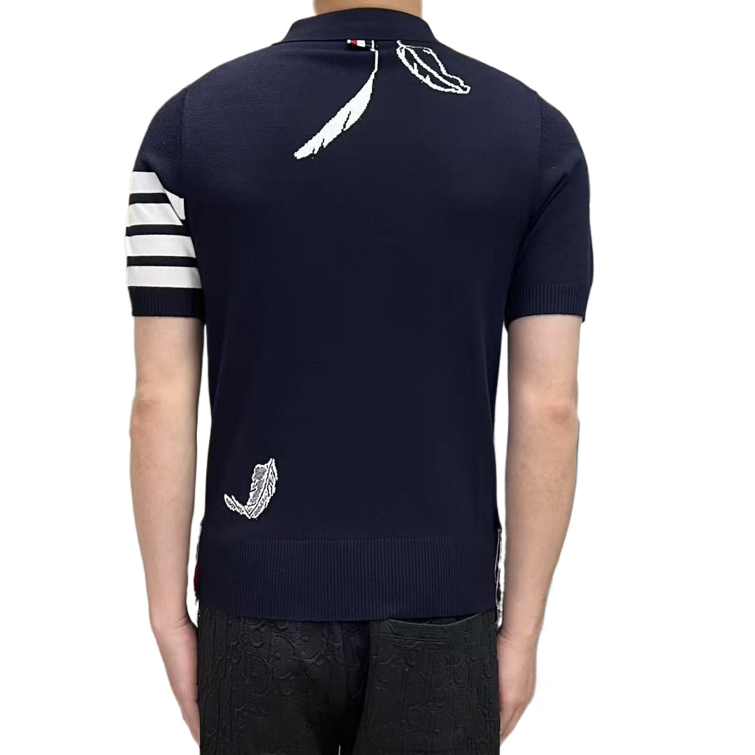 2025 SS  Men's Feather Leaf POLO Short Sleeve THOM TREND