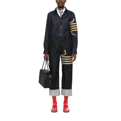 2025SS Snake Embroidered Denim Shirt