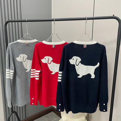 Puppy Embroidered Short Sleeve Sweater（副本） THOM TREND
