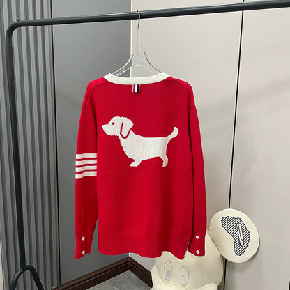 Puppy Embroidered Short Sleeve Sweater（副本） THOM TREND