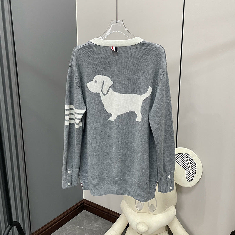 Puppy Embroidered Short Sleeve Sweater（副本） THOM TREND