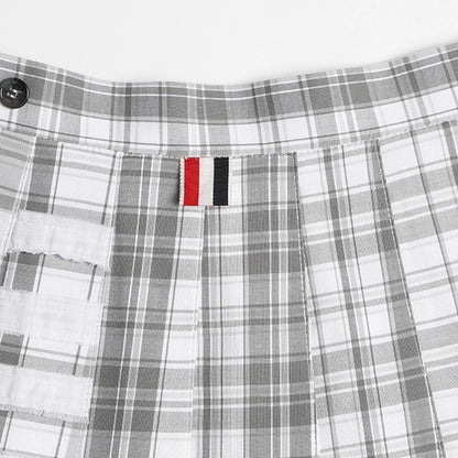 4 Bars Plaid pleated skirt