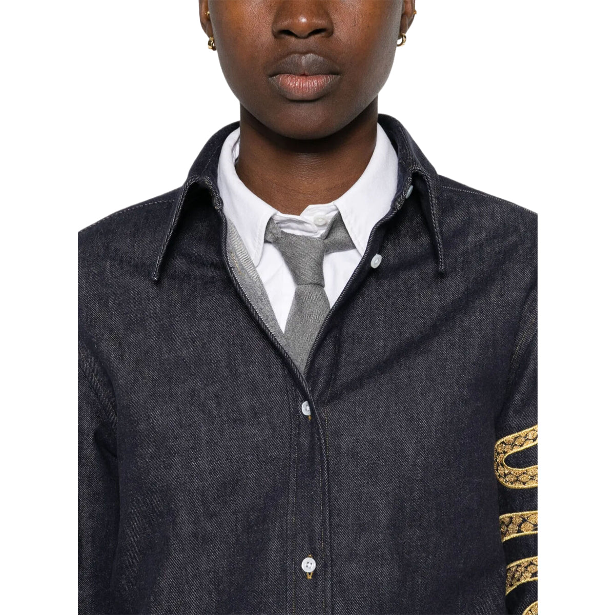 2025SS Snake Embroidered Denim Shirt