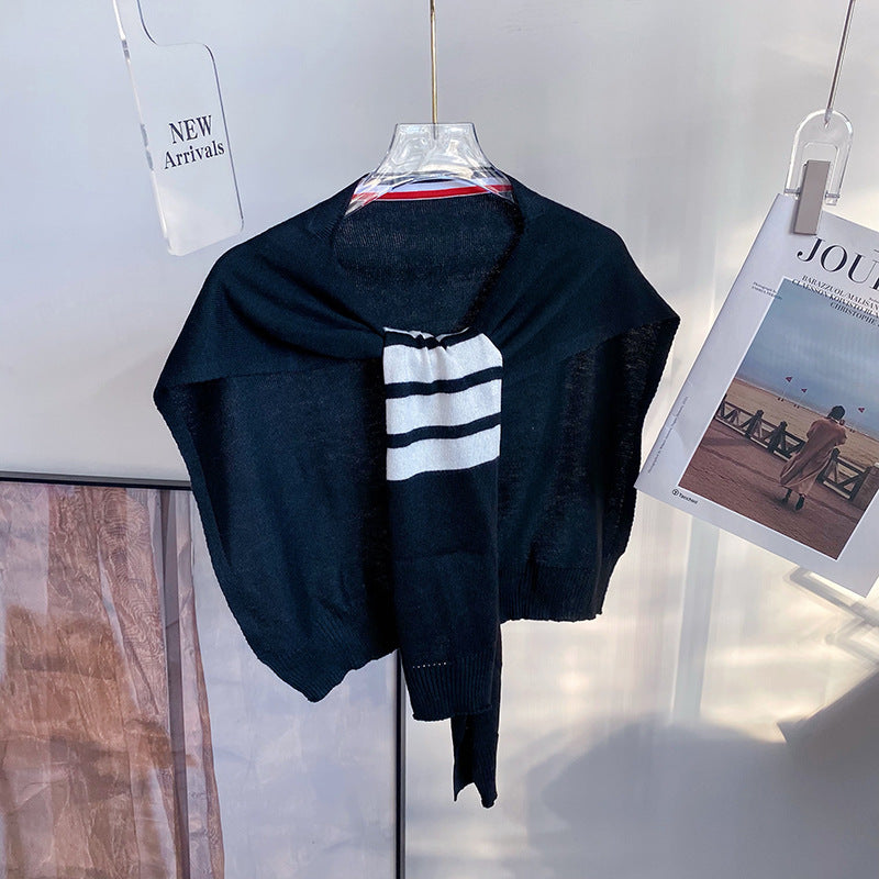 Small knitted knotted thin shawl THOM TREND