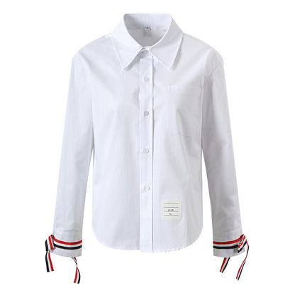 Women's white shirt with bow sleeves THOM TREND
