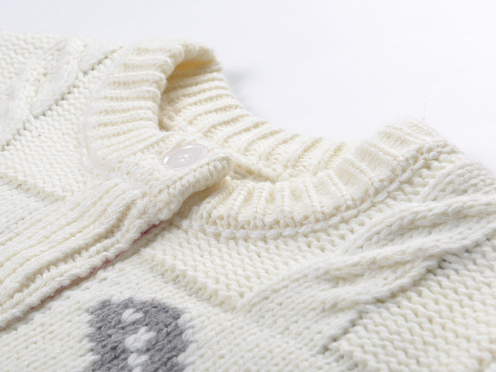 Women's Puppy Cardigan Crew Neck Sweater THOM TREND