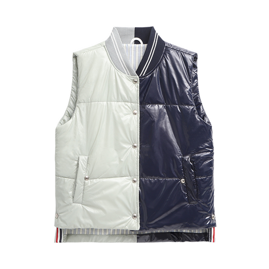 Unisex Shiny Colorblock Baseball Collar Vest THOM TREND