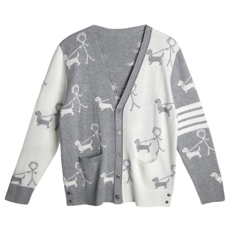 Unisex Stickman Dog Walking Cardigan THOM TREND