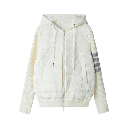 THOM Hooded down jacket with patchwork knitting THOM TREND