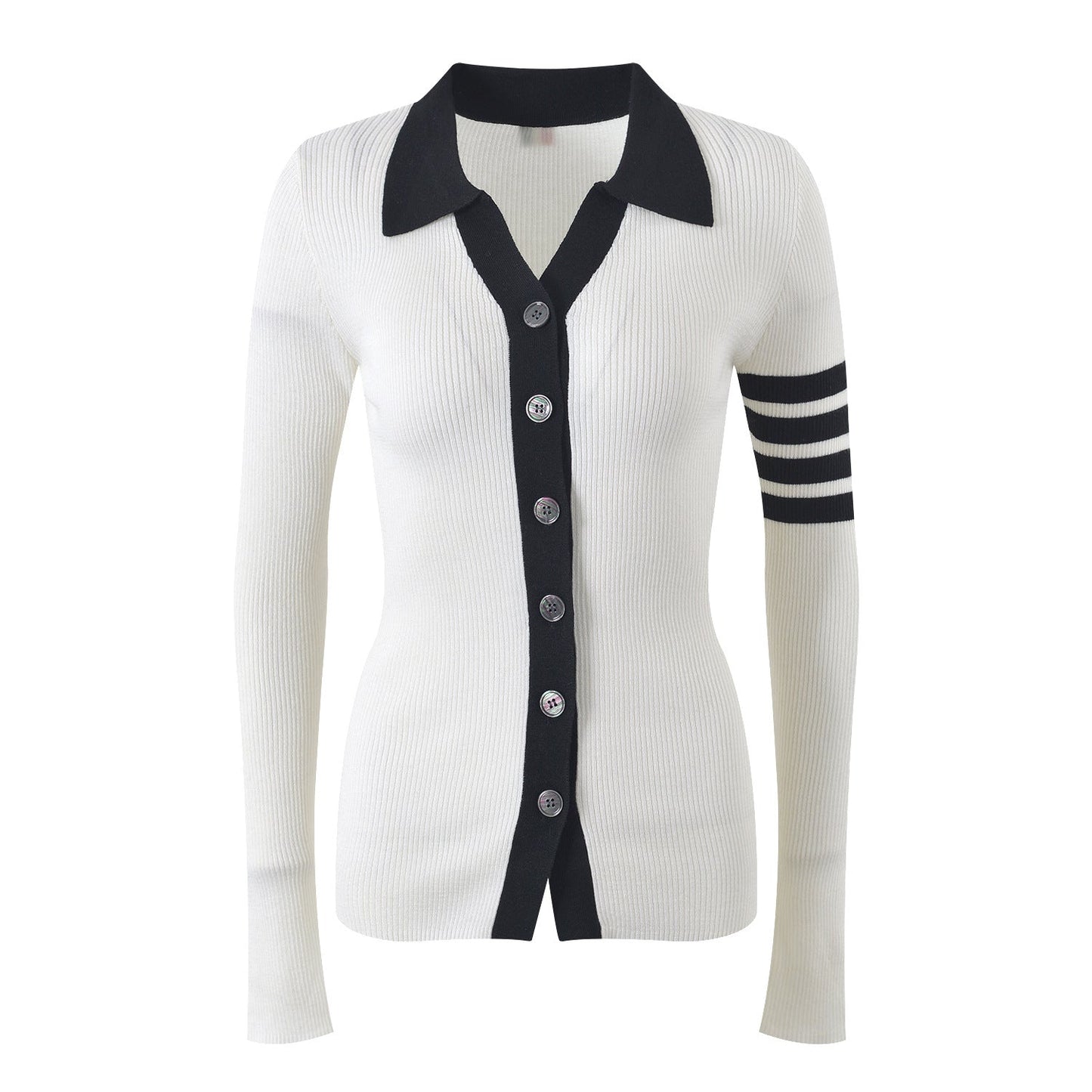 Contrast lapel cardigan
