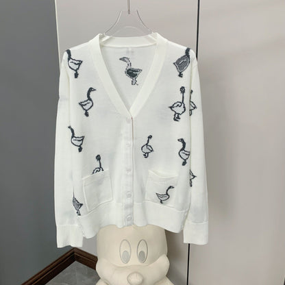 2025SS  Women's Swan Intarsia Knit Cardigan THOM TREND