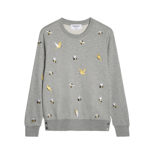 Bird and Bee Embroidered Zip-Up Hooded Cardigan（副本） THOM TREND