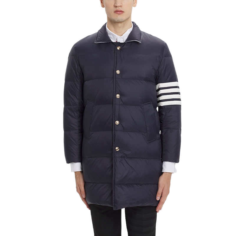 Classic 4-Strip Lapel Midi Down Jacket THOM TREND