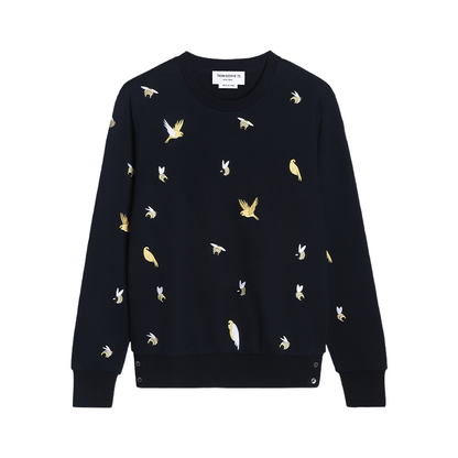 Bird and Bee Embroidered Zip-Up Hooded Cardigan（副本） THOM TREND