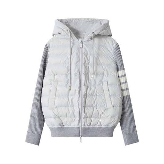 THOM Hooded down jacket with patchwork knitting THOM TREND