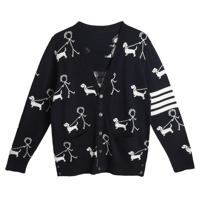 Unisex Stickman Dog Walking Cardigan THOM TREND