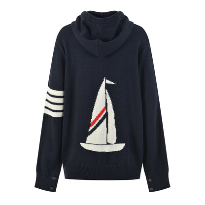 THOM  Sailboat jacquard hoodie THOM TREND