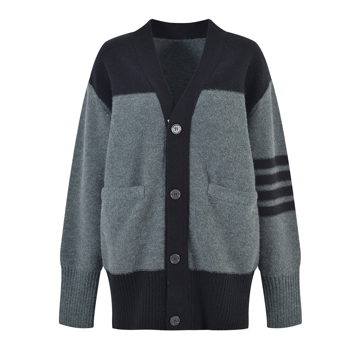 Contrast color knitted cardigan