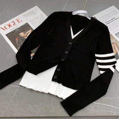 Sexy faux two-piece knitted cardigan THOM TREND