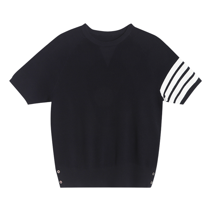 Ladies V-neck ribbed knit short sleeves（副本） THOM TREND