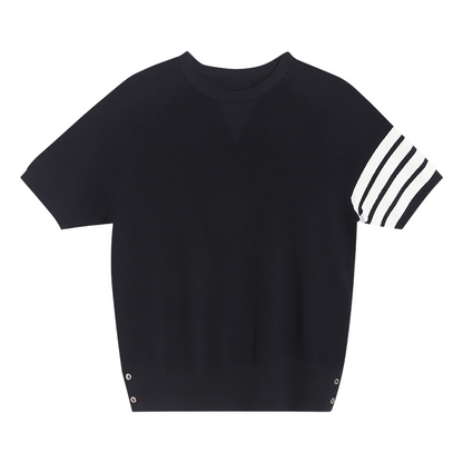 Ladies V-neck ribbed knit short sleeves（副本） THOM TREND