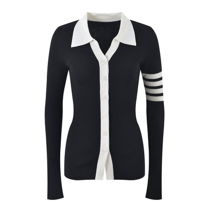 Contrast lapel cardigan