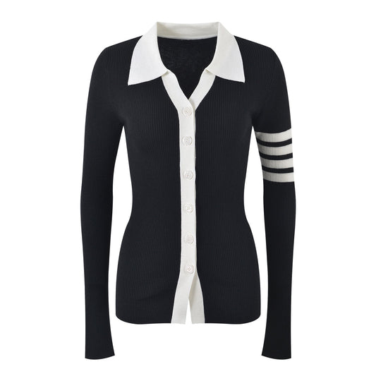 Contrast lapel cardigan