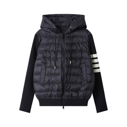 THOM Hooded down jacket with patchwork knitting THOM TREND