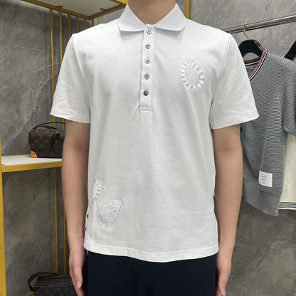 2025SS  Men's floral embroidered T-shirt THOM TREND