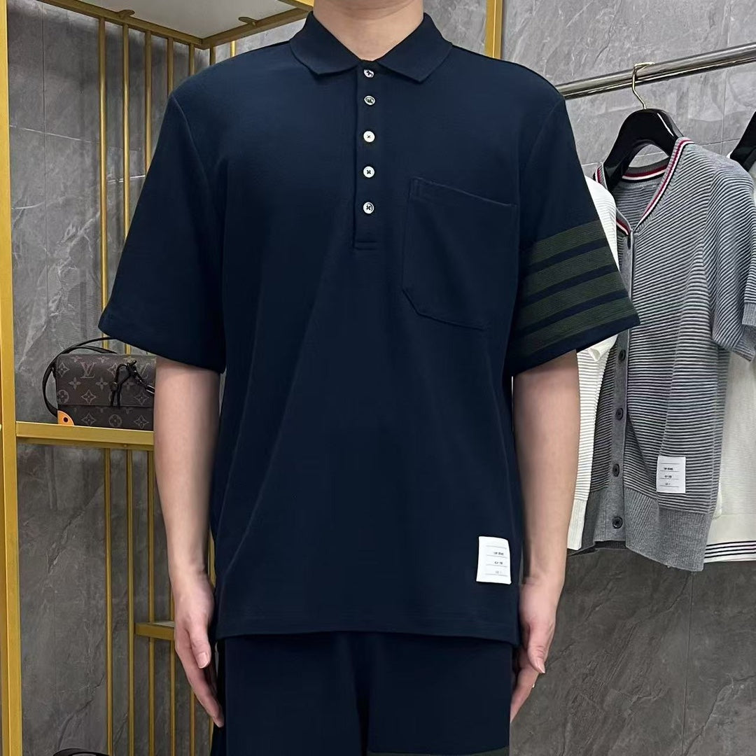 Men's Honeycomb Piqué Lapel T-Shirt THOM TREND