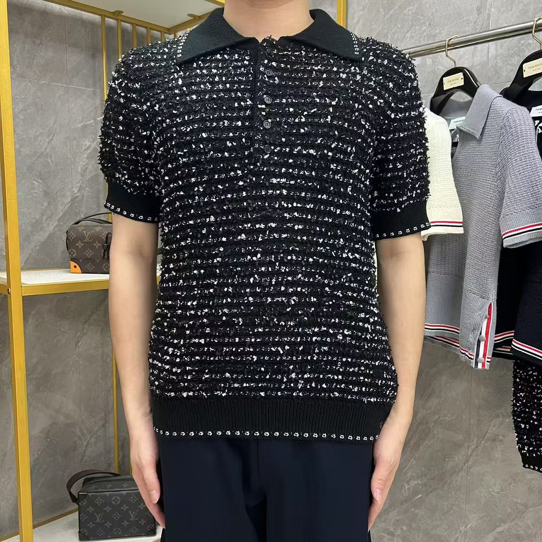 2025SS Unisex Tweed POLO Short Sleeve THOM TREND